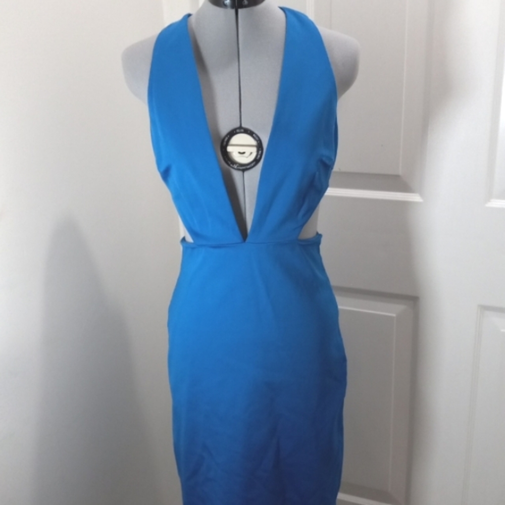 Baby Sz Sp Royal Blue Cut Out Dress , midi with Deep V